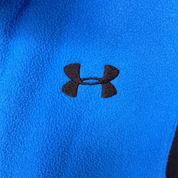 Girls Medium Under Armour Cold Gear Blue Fleece Zip Jacket - Picture 4 of 5
